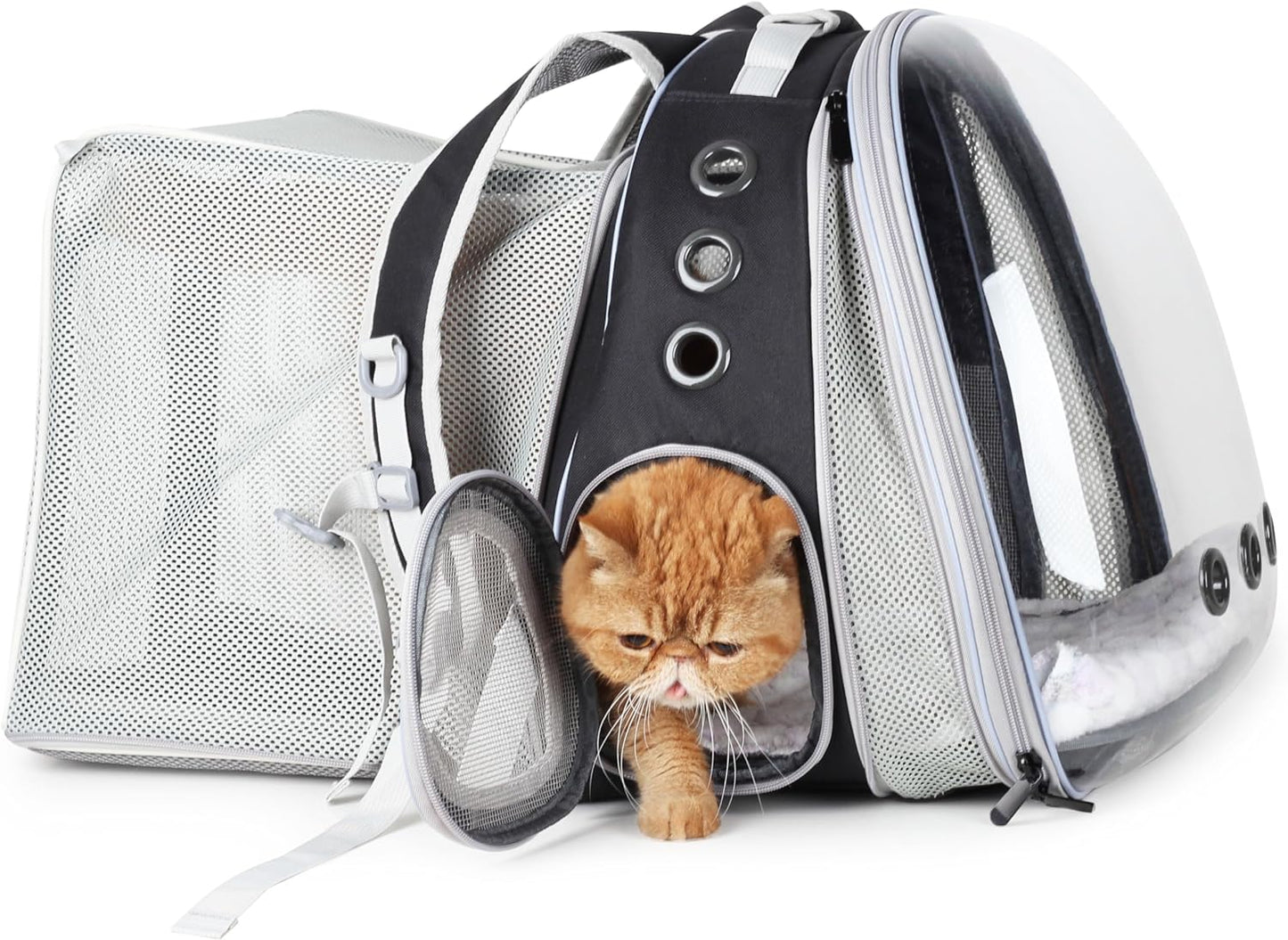 Expandable Cat Backpack Carrier for Large Cats & Small Dogs - Airline Approved Pet Bubble Backpack with Dual-Side Expansion, Perfect for Travel, Hiking & Outdoor Adventures, up to 16Lbs