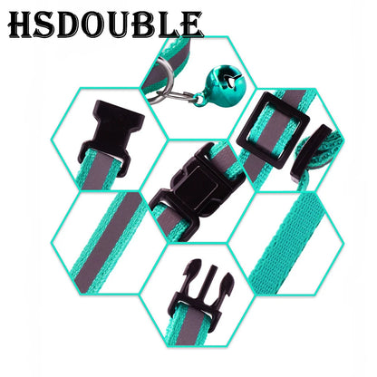 2Pcs/Pack 12 Colors Reflective Adjustable Cats and Small Dogs Collars with Bells Pet Supplies