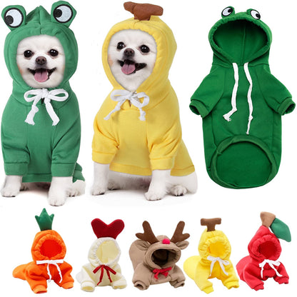Cute Fruit Dog Clothes for Small Dogs Hoodies Winter Warm Fleece Pet Clothing Puppy Cat Costume Coat for French Chihuahua Outfit