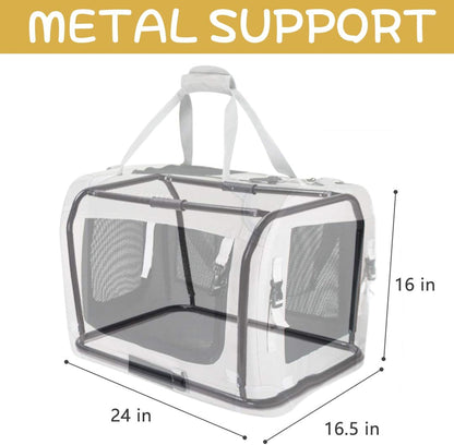 Extra Large Cat Carrier Soft Sided, Portable Small Dog Carrier for 2 Cats, 24"X16.5"X16" Car Travel Folding Comfortable Design, Yellow