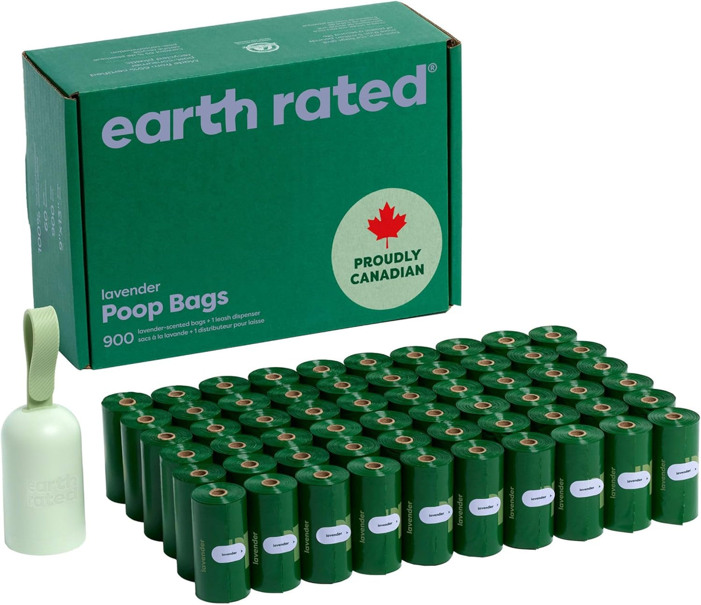 Dog Poop Bag Holder, Durable and Guaranteed Leakproof, Lavender Scented, 1 Dispenser and 900 Bags