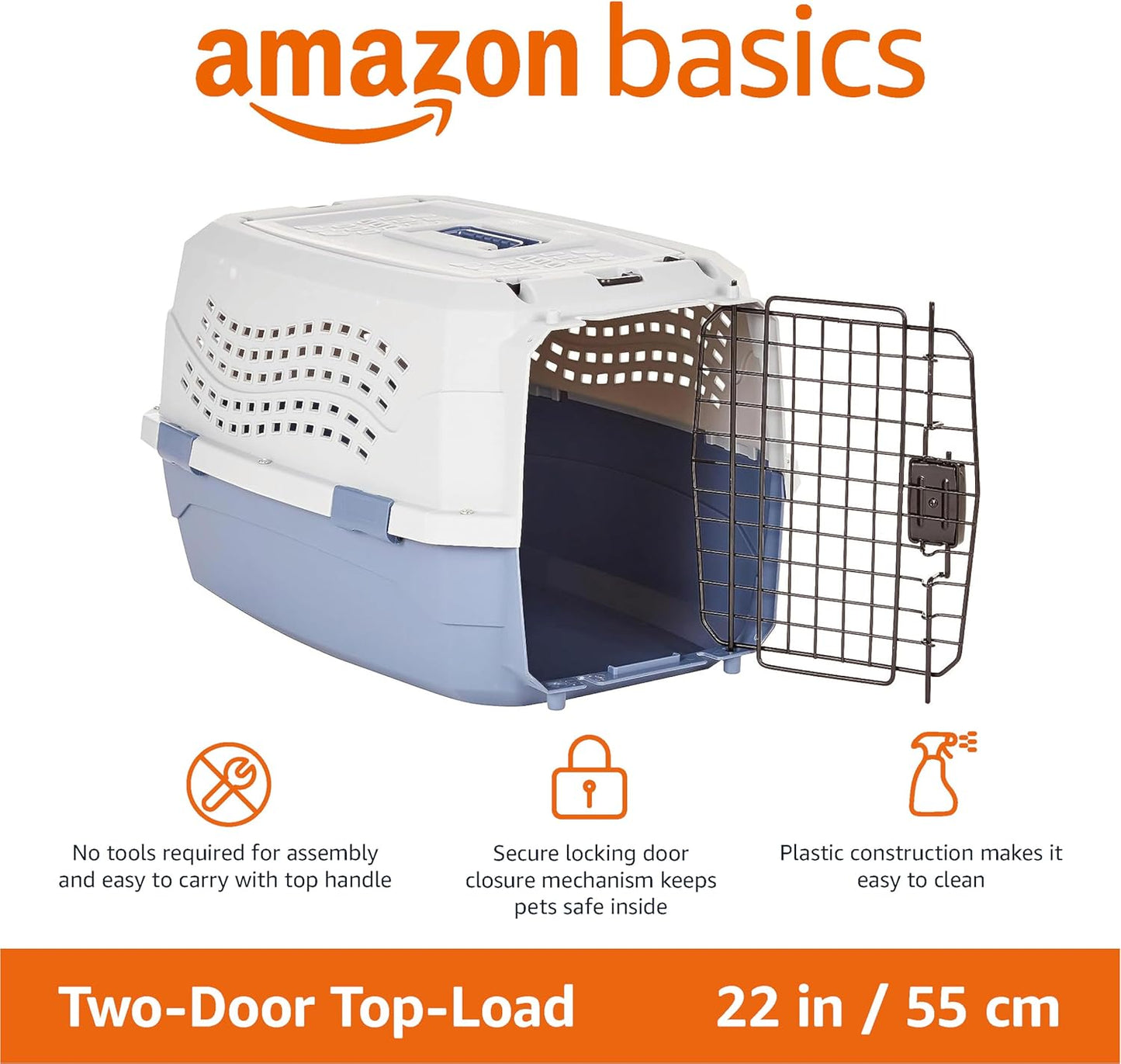 Two-Door Top-Load Hard-Sided Pet Travel Carrier, 58.4 Cm