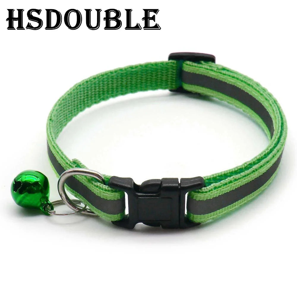 2Pcs/Pack 12 Colors Reflective Adjustable Cats and Small Dogs Collars with Bells Pet Supplies