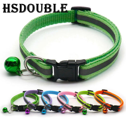 2Pcs/Pack 12 Colors Reflective Adjustable Cats and Small Dogs Collars with Bells Pet Supplies