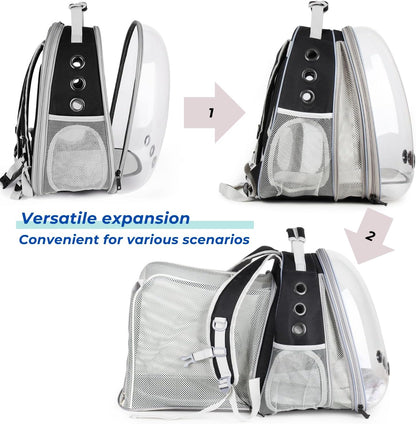 Expandable Cat Backpack Carrier for Large Cats & Small Dogs - Airline Approved Pet Bubble Backpack with Dual-Side Expansion, Perfect for Travel, Hiking & Outdoor Adventures, up to 16Lbs