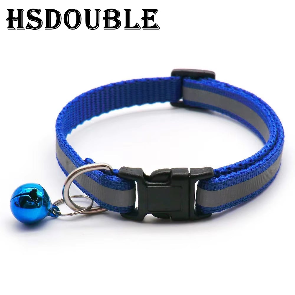 2Pcs/Pack 12 Colors Reflective Adjustable Cats and Small Dogs Collars with Bells Pet Supplies