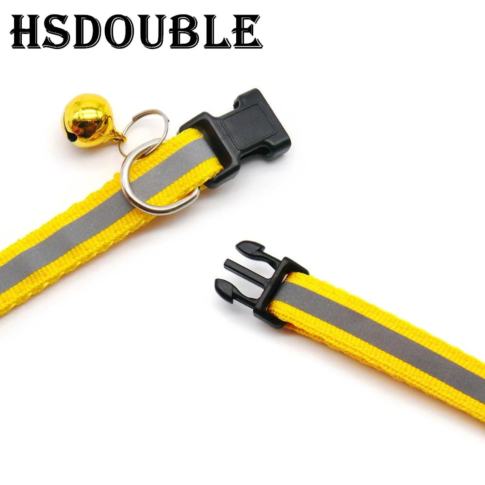 2Pcs/Pack 12 Colors Reflective Adjustable Cats and Small Dogs Collars with Bells Pet Supplies