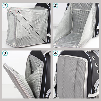 Expandable Cat Backpack Carrier for Large Cats & Small Dogs - Airline Approved Pet Bubble Backpack with Dual-Side Expansion, Perfect for Travel, Hiking & Outdoor Adventures, up to 16Lbs