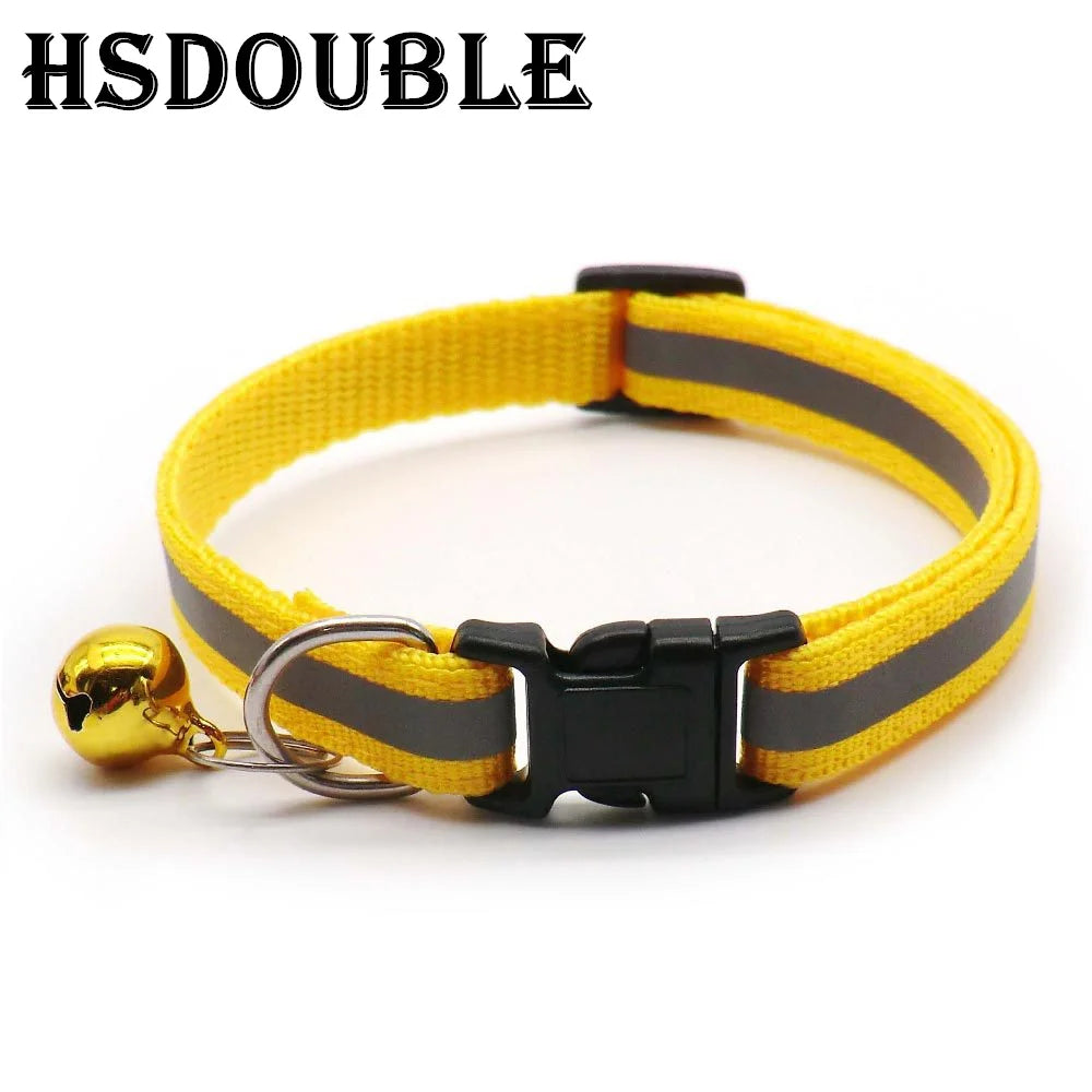 2Pcs/Pack 12 Colors Reflective Adjustable Cats and Small Dogs Collars with Bells Pet Supplies